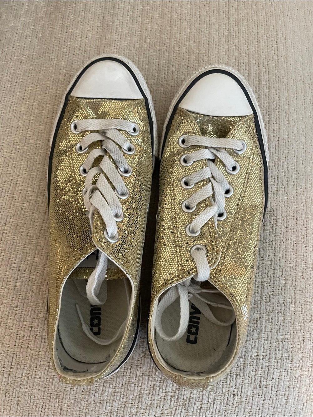 Converse Gold Glitter Low Top Sneakers